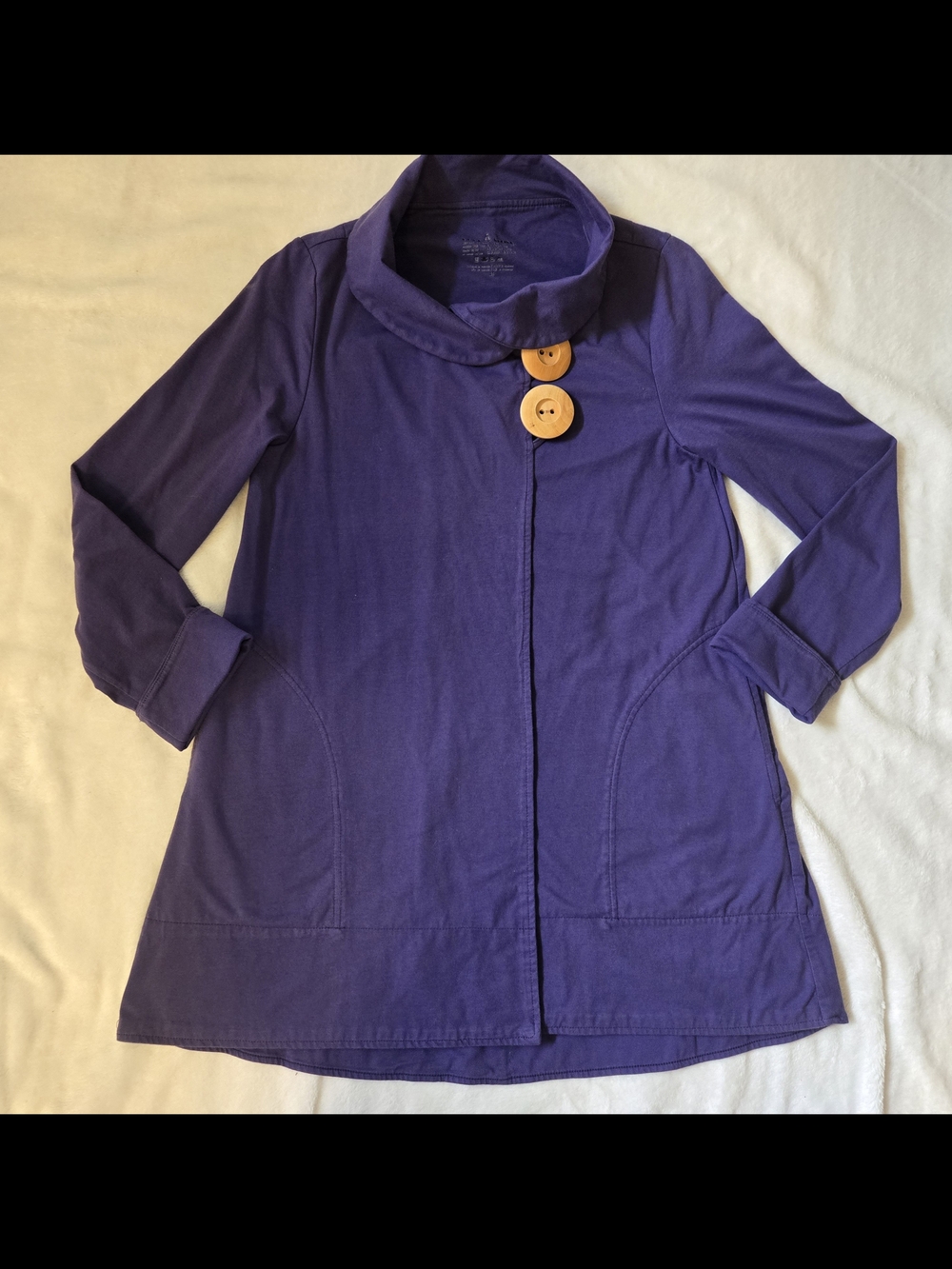 neon buddha Purple Button-Front Pea Coat